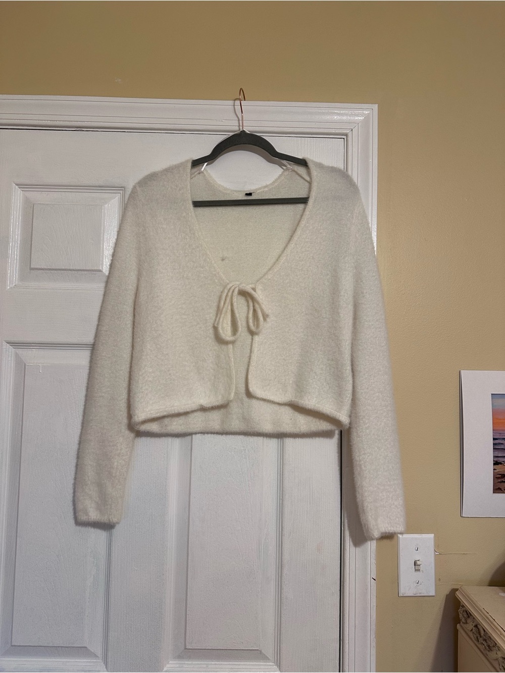Cozy Cream Tie-Front Women's Sweater Cardigan